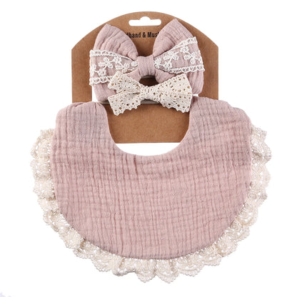 🌸 Baby 3-teiliges Set-Lätzchen,Stirnband und Schal
