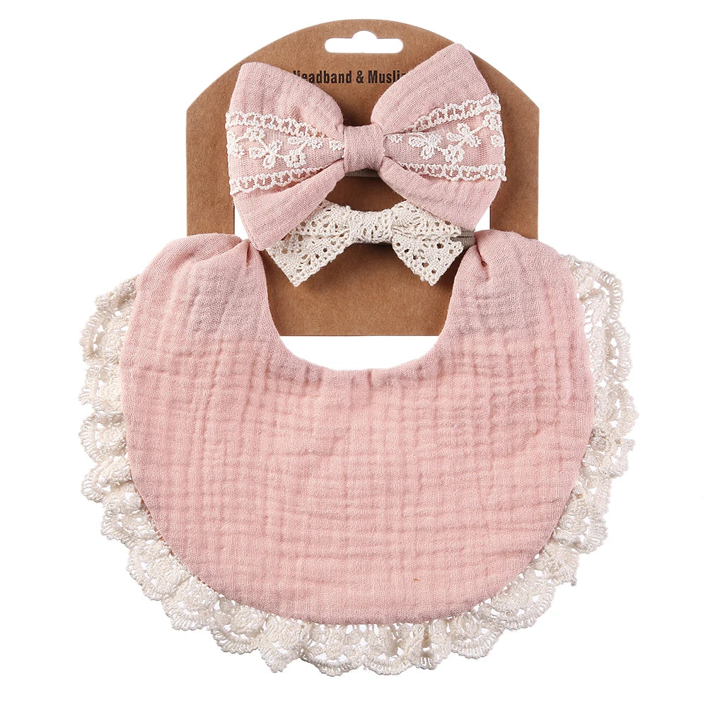 🌸 Baby 3-teiliges Set-Lätzchen,Stirnband und Schal