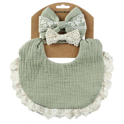 🌸 Baby 3-teiliges Set-Lätzchen,Stirnband und Schal