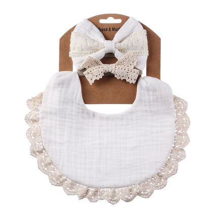 🌸 Baby 3-teiliges Set-Lätzchen,Stirnband und Schal